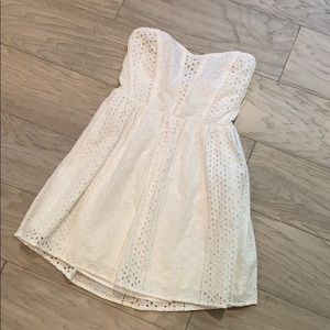 Eyelet white strapless dress, size M